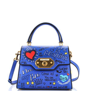 Dolce & Gabbana Small Welcome Top Handle Bag Printed Leather